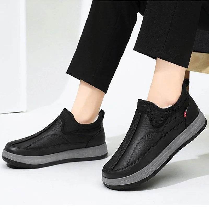Winter Warm Fleece Snow Boots Round-toed Platform Ankle Boot Fashion Simple Non-slip Flat Cotton Shoes Men - www.Shopthatapp.com
