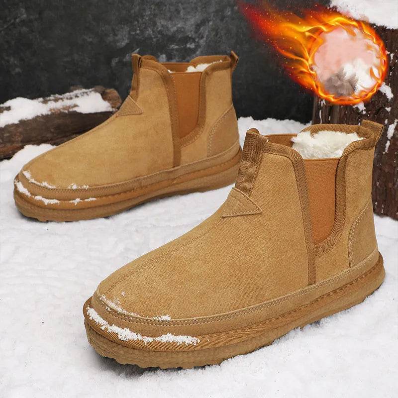 Winter Fleece Snow Boots Round-toed Flat Shoes Casual Warm Sports Shoes Men Ankle Boot - www.Shopthatapp.com