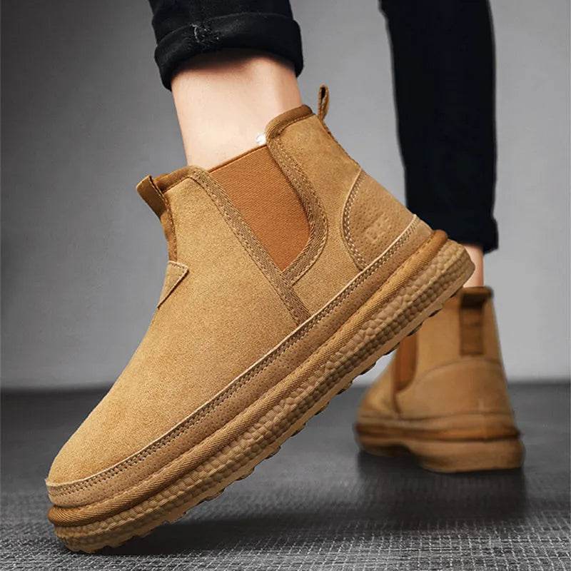 Winter Fleece Snow Boots Round-toed Flat Shoes Casual Warm Sports Shoes Men Ankle Boot - www.Shopthatapp.com