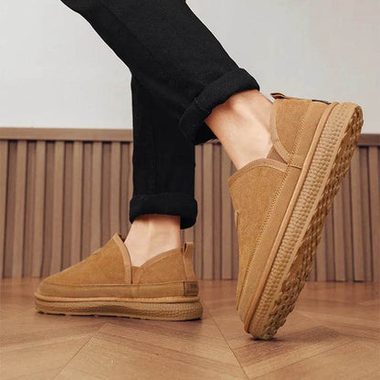 V-cut Fleece Snow Boots Winter Warm Round-toed Suede Ankle Boot Fashion Simple Non-slip Flat Cotton Shoes For Men - www.Shopthatapp.com