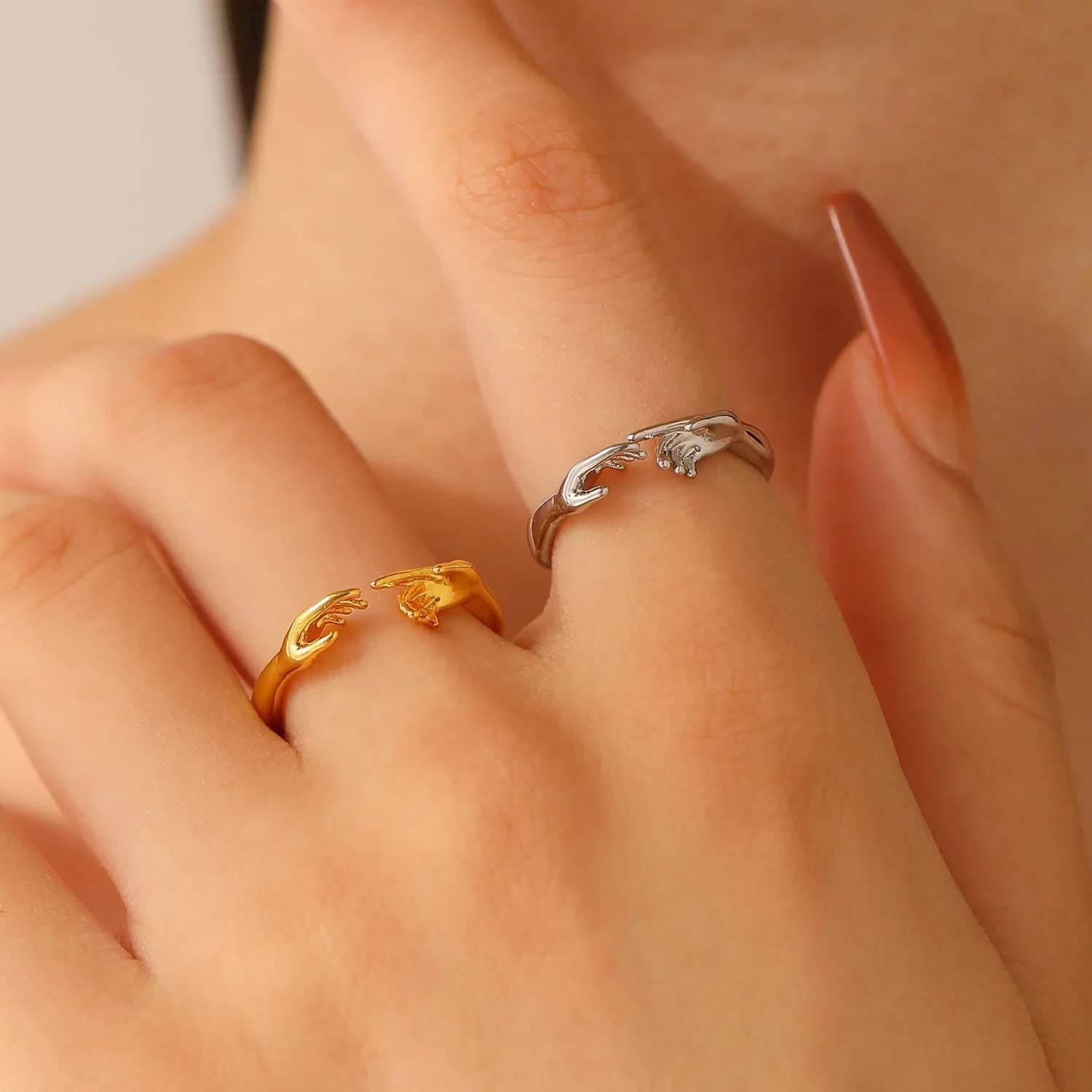 Opening Adjustable Two-hand Rings Fashion Personality Ring For Valentine's Day Jewelry - www.Shopthatapp.com