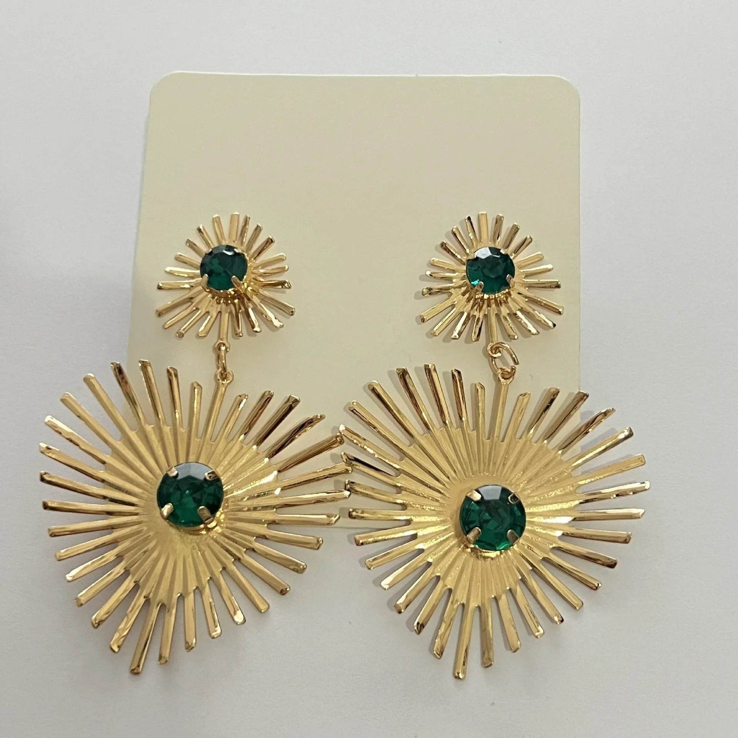 Bohemian Sunflower Heart-shaped Earrings Rhinestone Exaggerated Chandelier earring - www.Shopthatapp.com