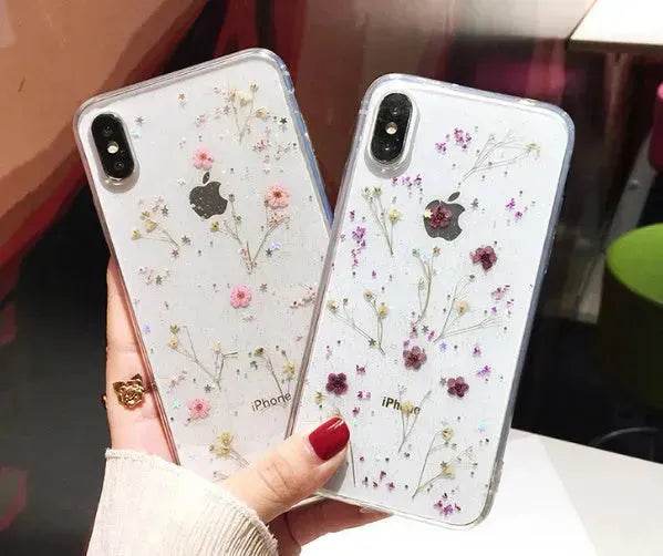 Dried flower epoxy silicone phone case - www.Shopthatapp.com
