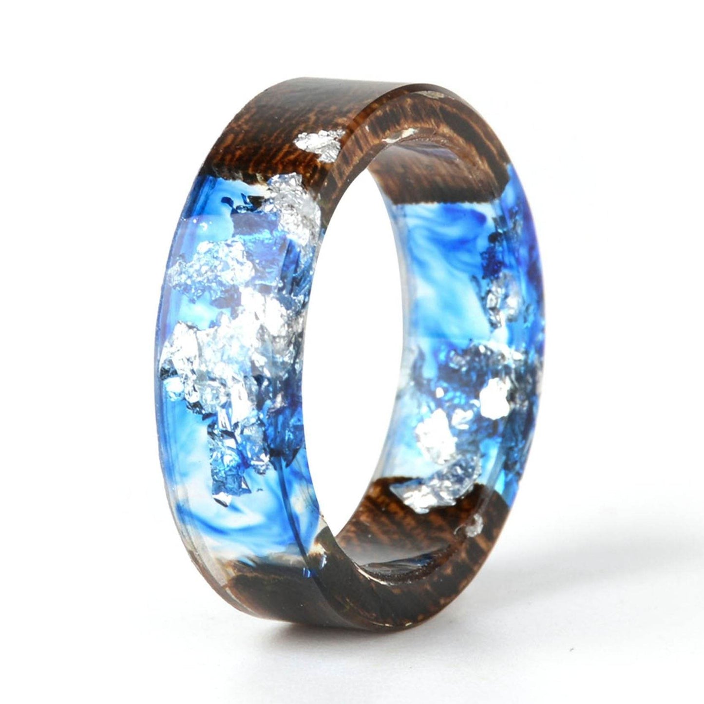 Handmade DIY romantic dry flower Real wood resin ring gold / silver paper inside ring women wedding party ring gifts for the lover - www.Shopthatapp.com