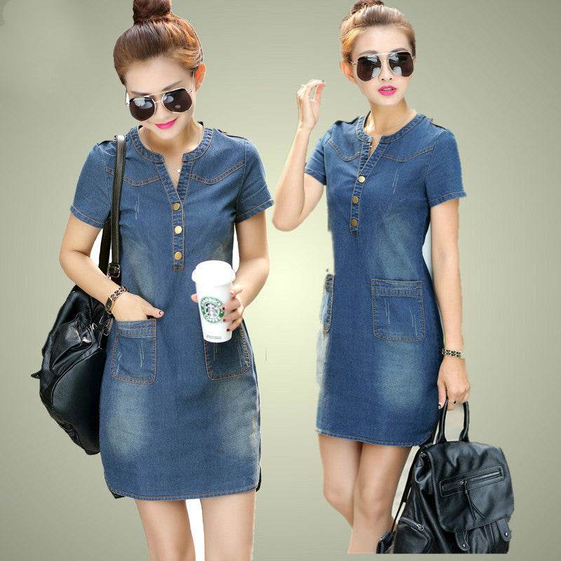 Casual  Denim Fashion Mini Jeans dress - www.Shopthatapp.com