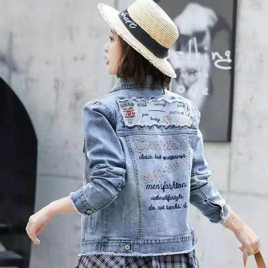 Korean Version Of The Loose Student's New Trendy All-match Net Red College Style Simple Denim Jacket Women - www.Shopthatapp.com