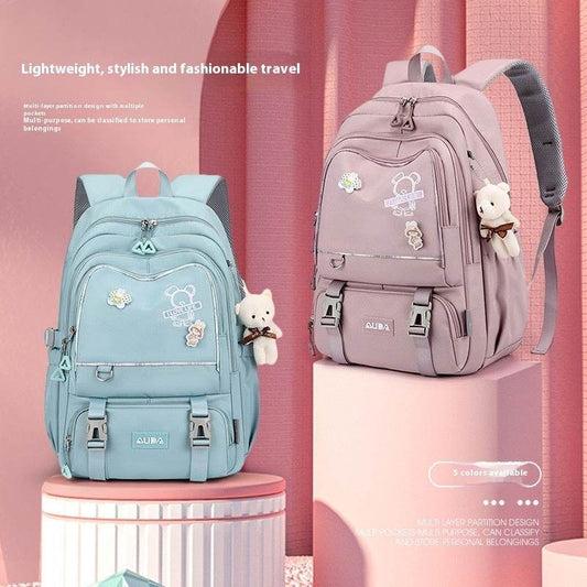 Large Capacity Lightweight Spine-protective Girls Backpack - www.Shopthatapp.com