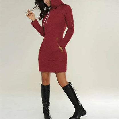Women New hooded zipper pullover mid-length sweater - www.Shopthatapp.com