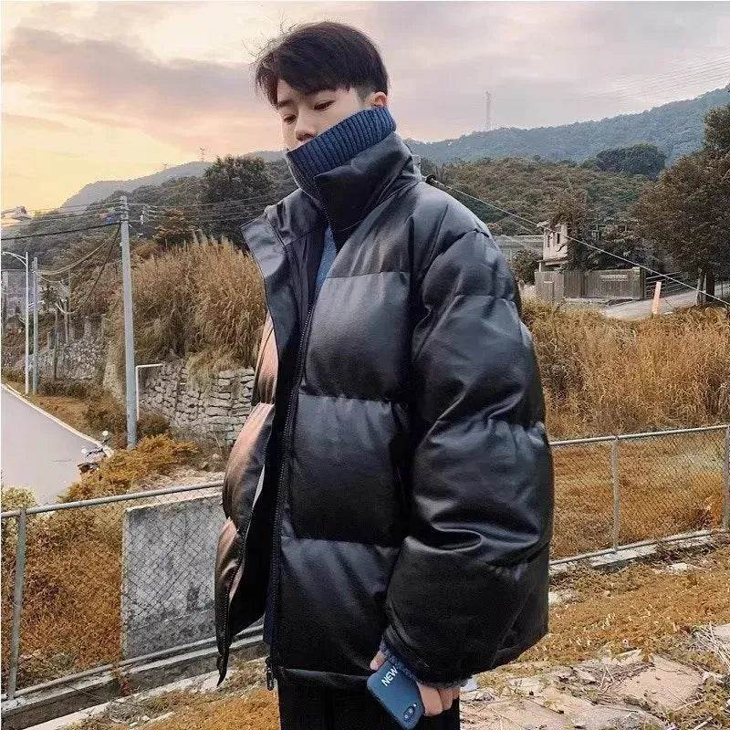 Winter Men's Down Cotton-padded Winter Coat Thick Black Puffer Jacket - www.Shopthatapp.com