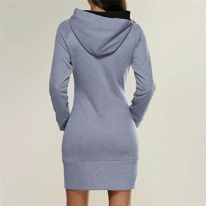 Women New hooded zipper pullover mid-length sweater - www.Shopthatapp.com