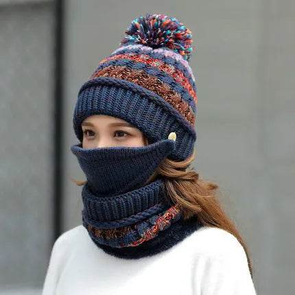 Fall Winter knitted Woolen Balaclava Beanie hat for women - www.Shopthatapp.com