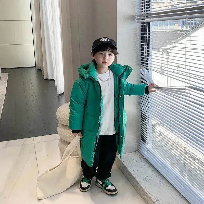 Children's Mid-length Down Jacket Thickened Winter Jacket  for kids - www.Shopthatapp.com