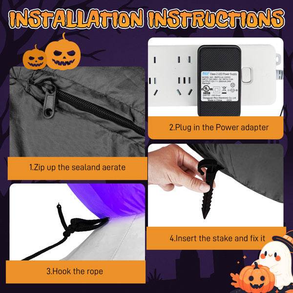 8.2ft Stacking Head Arch, 7pcs White LED Lights, Halloween Inflatable Decoration 12V - www.Shopthatapp.com