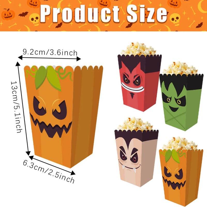 12 Pieces Halloween Popcorn Box Halloween Party Favor Snack Treat Boxes Candy Cookie Container Decorations Gifts For Popcorn Sales Halloween Party Favor Supplies - www.Shopthatapp.com