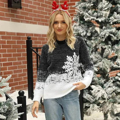 Ugly Christmas Knitted Women's Snowflake Sweater Top - www.Shopthatapp.com