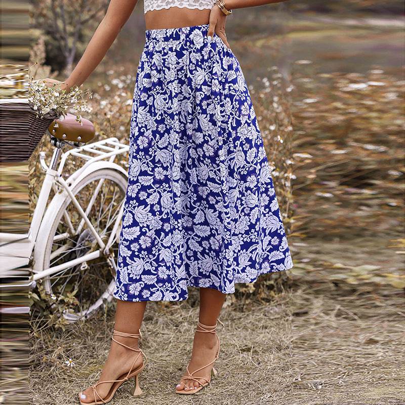 New Spring And Summer High Waist  floral Midi Skirt - www.Shopthatapp.com