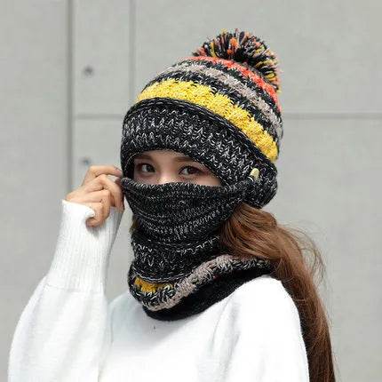 Fall Winter knitted Woolen Balaclava Beanie hat for women - www.Shopthatapp.com