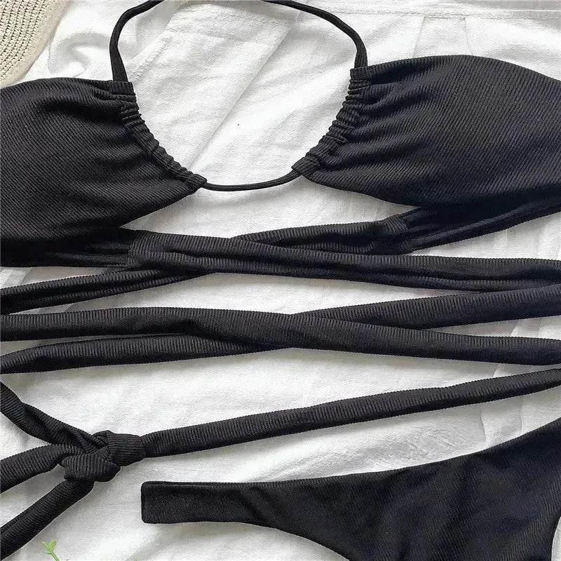 Solid Color Swimsuit Women Strappy Swimsuit Charming Bikini - www.Shopthatapp.com
