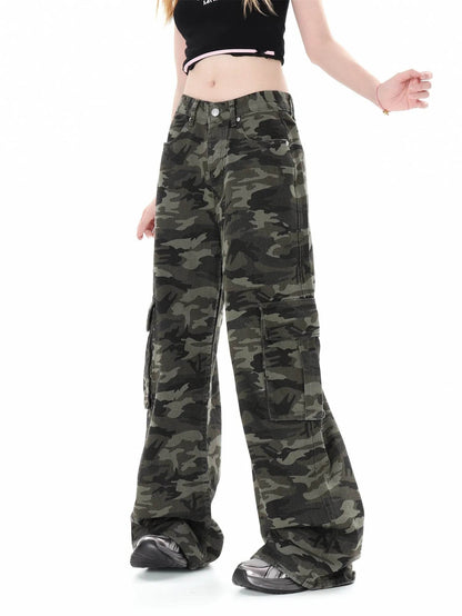 Camouflage Multi Pocket Workwear Baggy Jeans Pant For Men And Women Lazy High Street Straight Tube - www.Shopthatapp.com
