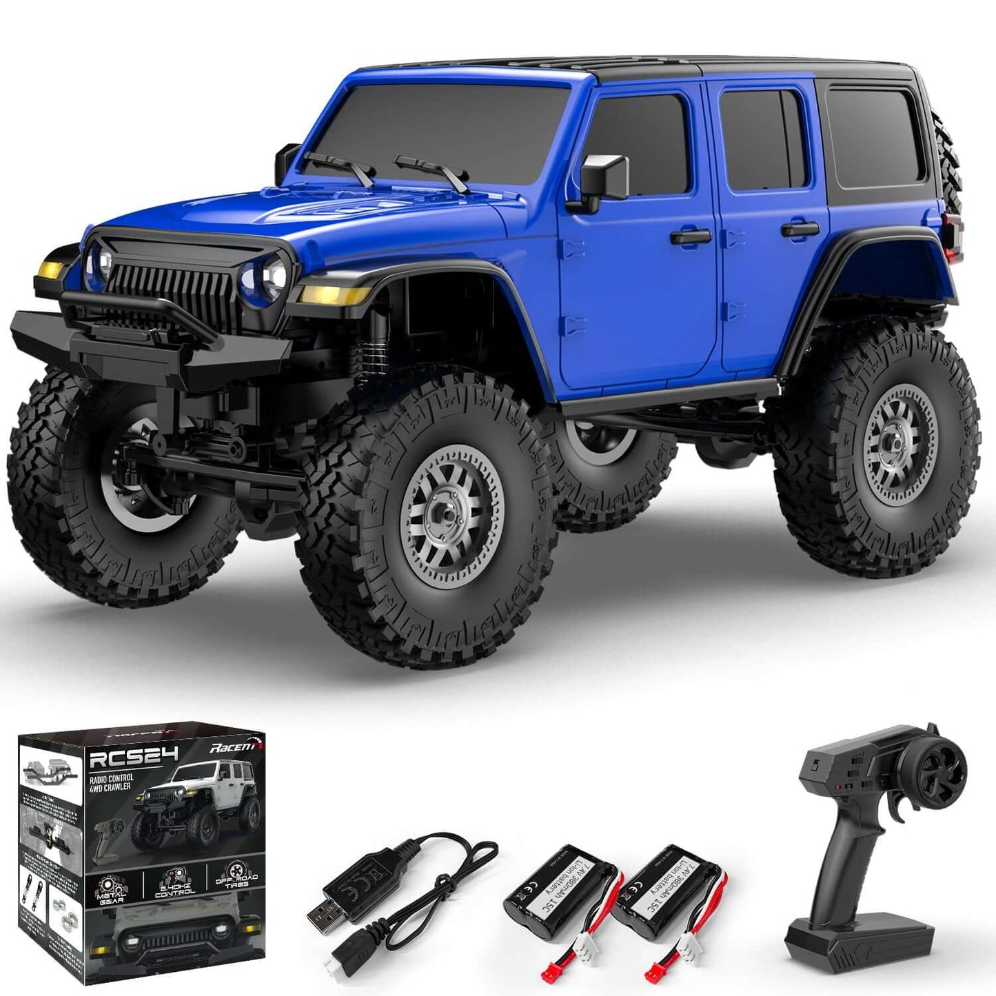 RACENT RCS24 1/24 4WD All-Terrain RC Monster Truck with LED - www.Shopthatapp.com