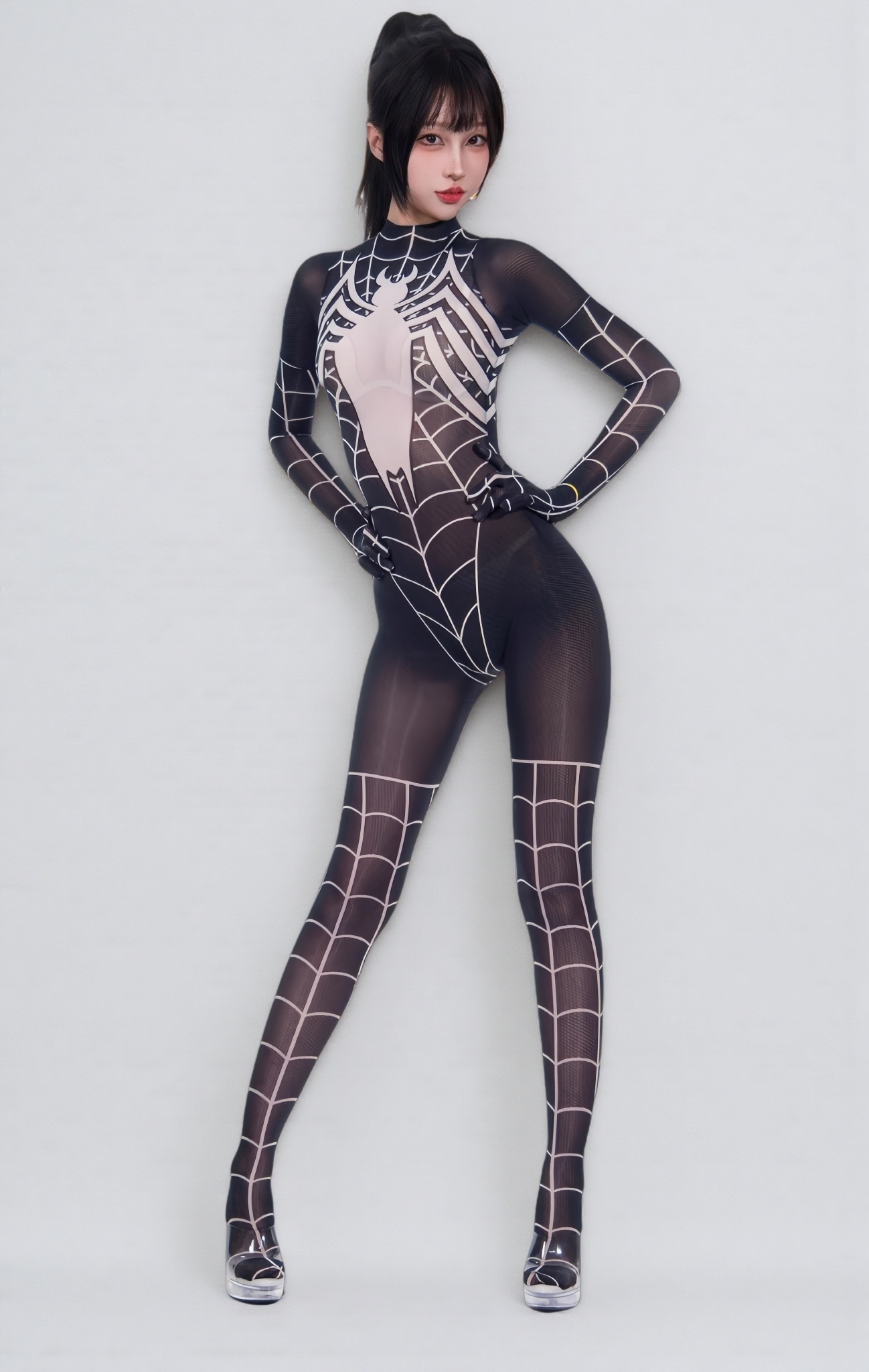 Super Hero Spider Sheer 10D Nylon Full Bodysuit Body Stocking Lingerie - www.Shopthatapp.com