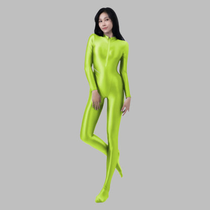 AMORESY Spandex Nylon Full Bodysuit Zentai with Cleavage Zipper Shinny Cosplay Jumpsuit - www.Shopthatapp.com