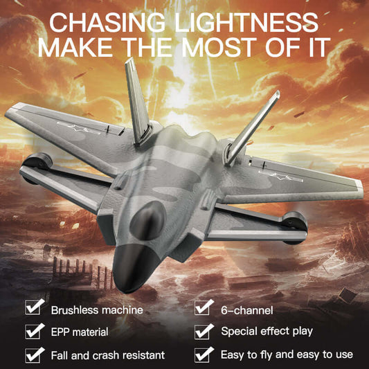KF700 J-20 4-Channel Brushless Glider RC Plane, 300m Range, Camouflage Gray - www.Shopthatapp.com