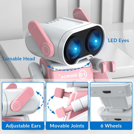 STEMTRON RC Robot Toy - Rechargeable, Auto Demo, Dance, Music, LED Eyes, 3 Colors - www.Shopthatapp.com