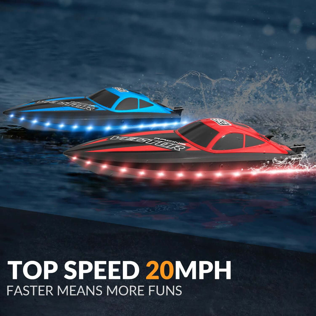 20mph RC Boat with LED Lights for Pools and Lakes - Fast and Fun! - www.Shopthatapp.com