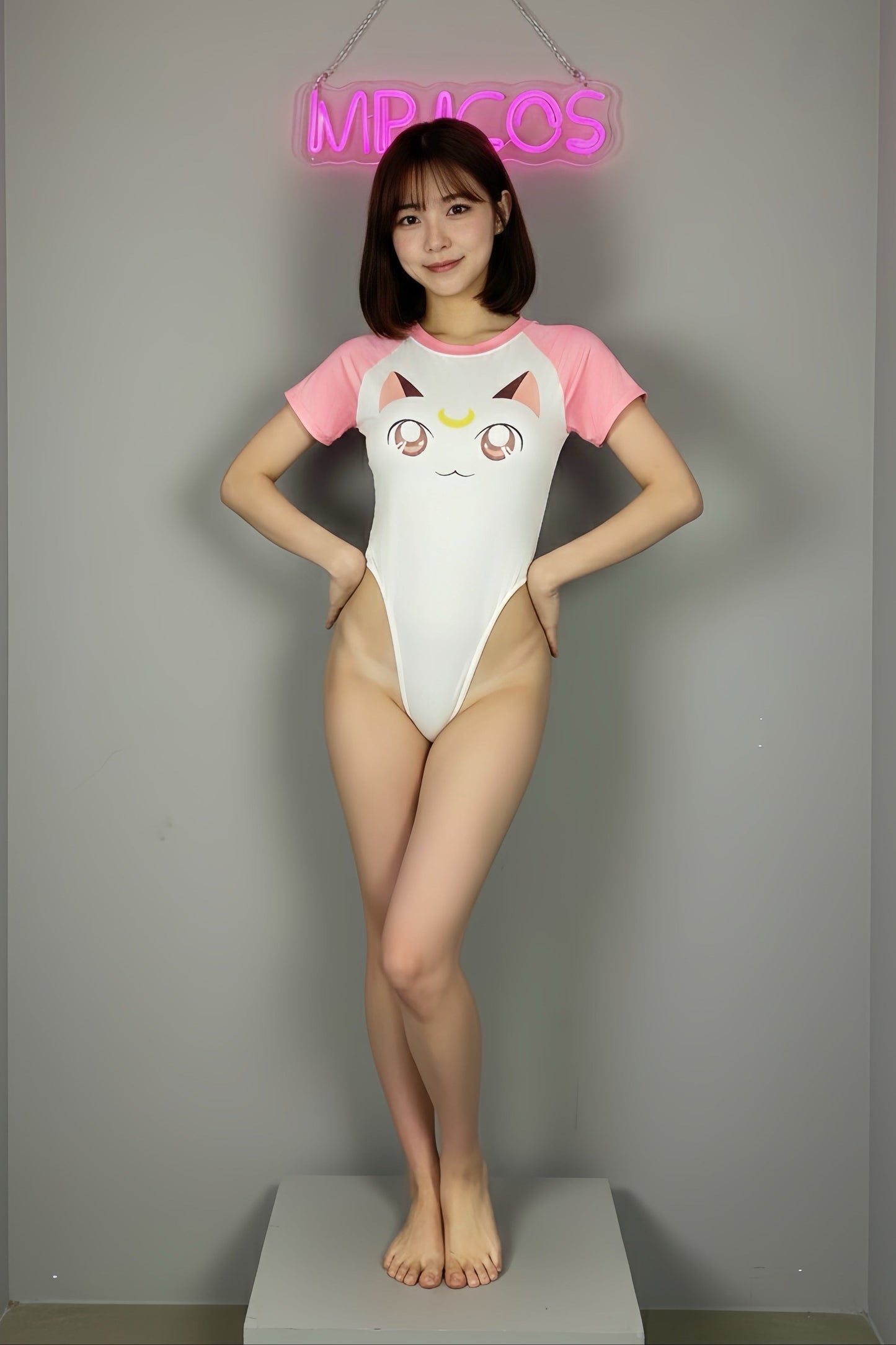 Anime Style Cosplay BodySuit Open Crotch Lingerie Costume