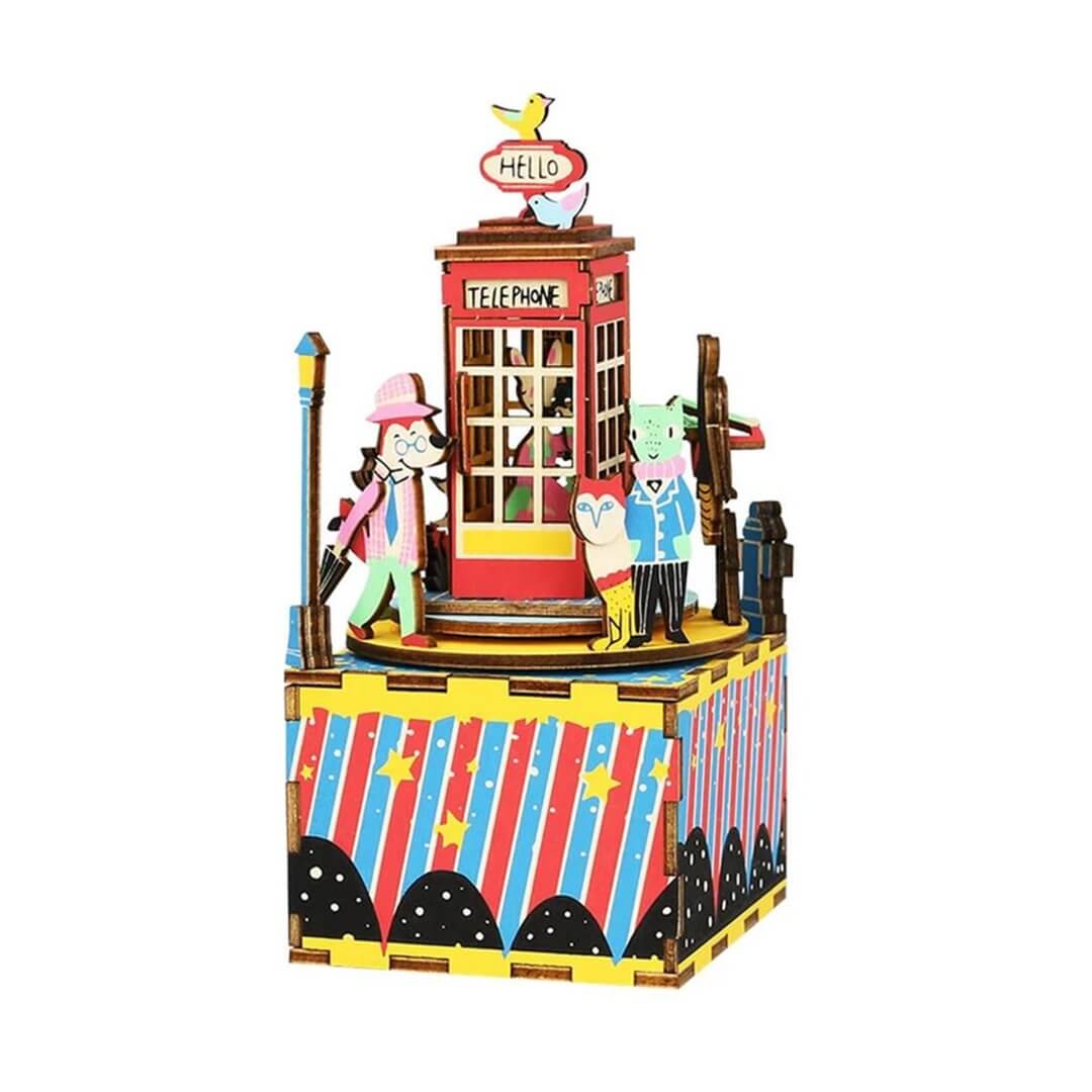 Kidstoylover: ROBOTIME 3D Wooden Puzzle Music Phone Booth - www.Shopthatapp.com