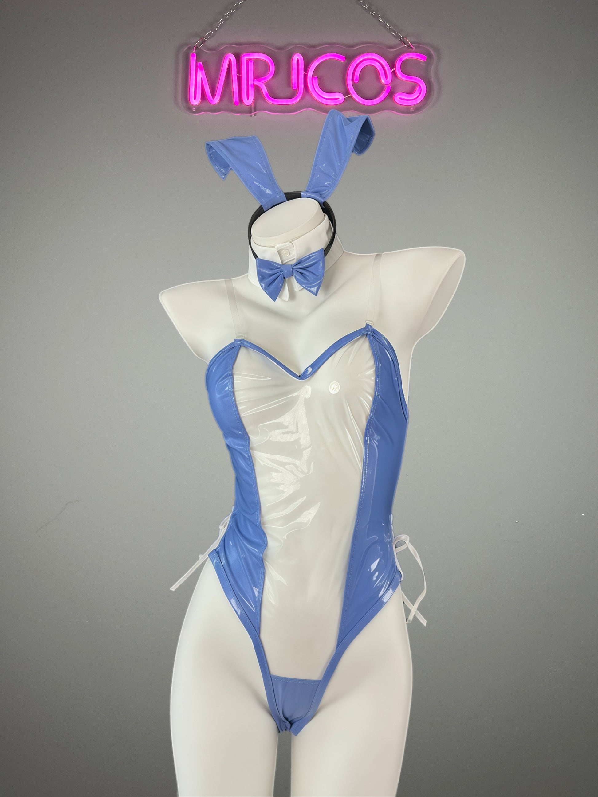 Bunny Girl PU Leather See Through Cosplay Bodysuit Costume Lingerie - www.Shopthatapp.com