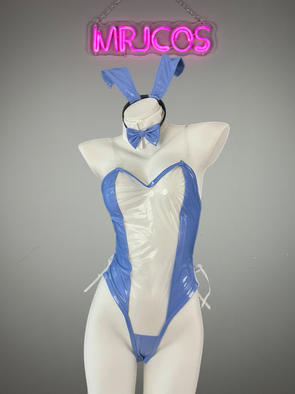 Bunny Girl PU Leather See Through Cosplay Bodysuit Costume Lingerie - www.Shopthatapp.com