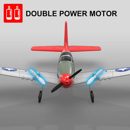 Mustang P51D 2CH Beginner RC Airplane with Gyro Stabilizer for Kids - www.Shopthatapp.com