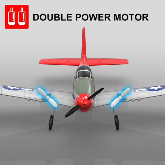 Mustang P51D 2CH Beginner RC Airplane with Gyro Stabilizer for Kids - www.Shopthatapp.com