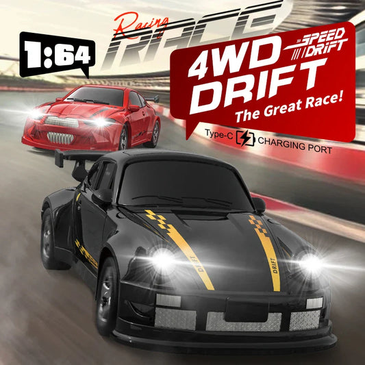 KF20 1:64 4WD Mini RC Drift Car - Desktop Racing, LED Lights, Type-C Charging - www.Shopthatapp.com