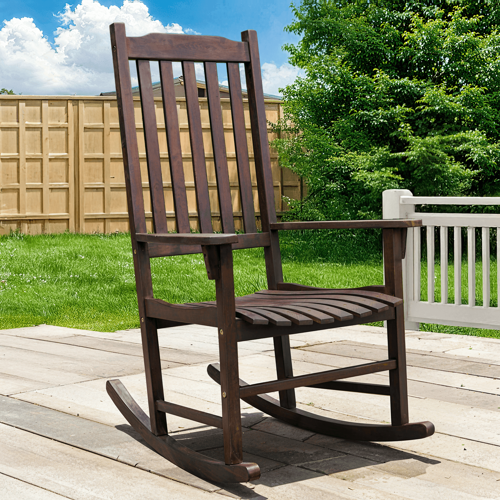 Tranquillo Oasis Wooden Rocking Chair for Patio, Porch, or Indoor Use - www.Shopthatapp.com