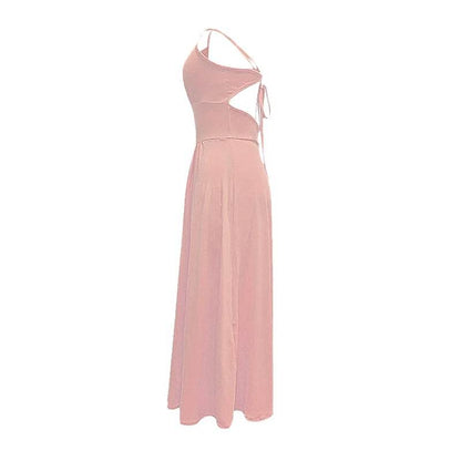 Elegant V Neck Summer Maxi Slit Dress Spaghetti Strap High Slit Long Dress - www.Shopthatapp.com