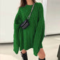 Casual Oversize Hip pop style Round neck Knitted Twist Sweater dress - www.Shopthatapp.com