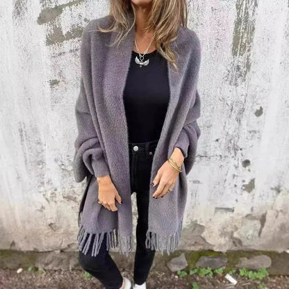 Women's  Cashmere Tassel Knitted Batwing Sleeve Kimono Cardigan Jacket Outwear - www.Shopthatapp.com