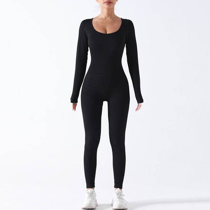 Seamless Long Sleeve Yoga Jumpsuit Bodycon Women Activewear Athleisure Romper - www.Shopthatapp.com