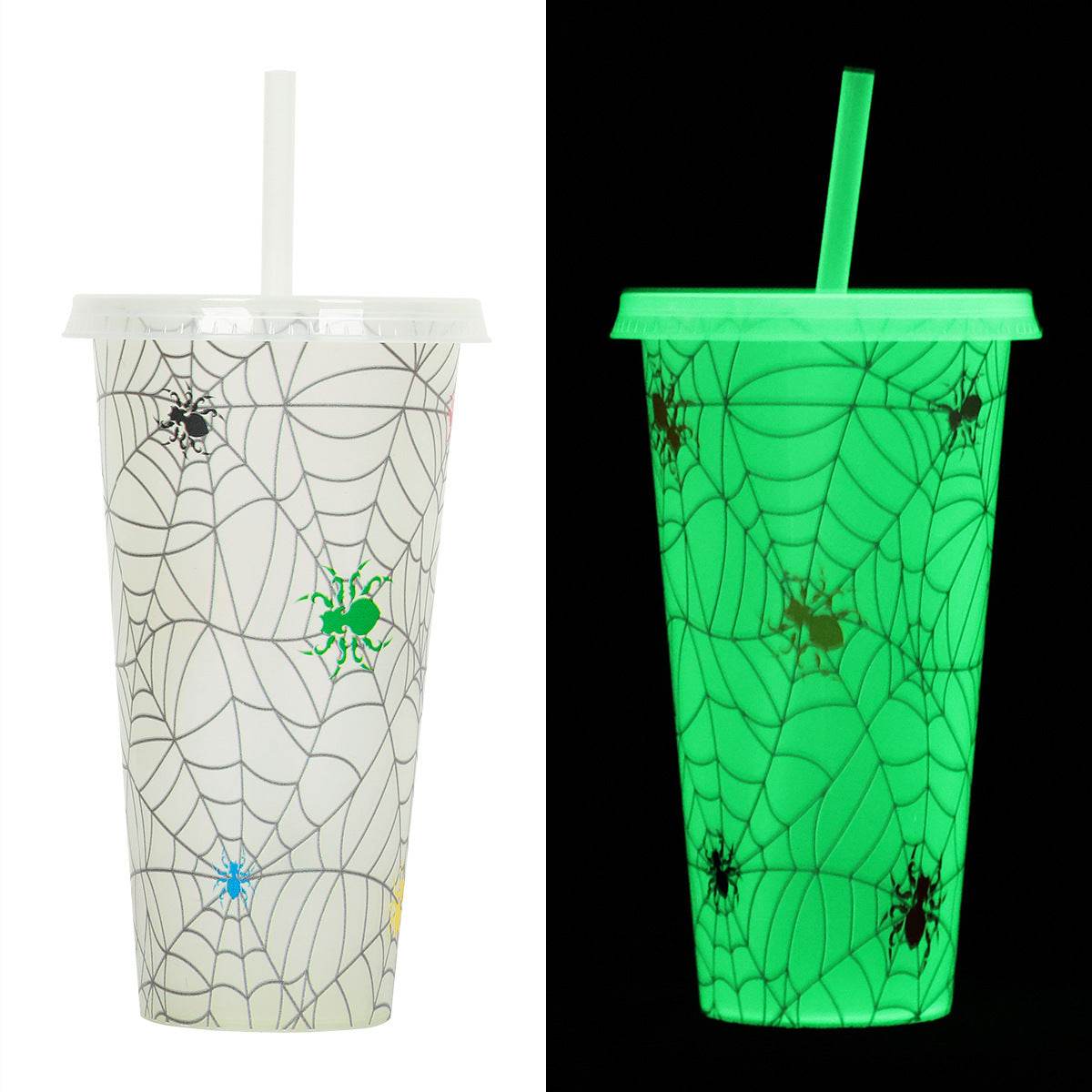 720ml Plastic Sippy Cup Halloween Luminous Straw Cup - www.Shopthatapp.com