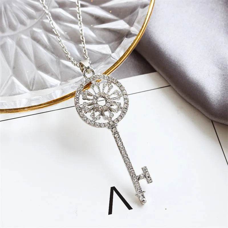 Diamond Garland Key Necklace For Women Reel Chain - www.Shopthatapp.com