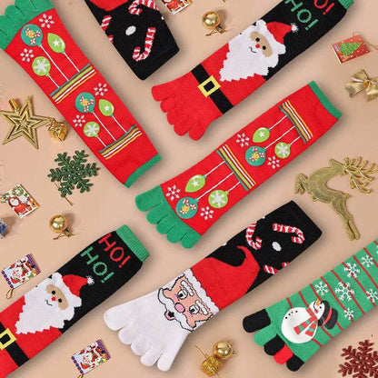 Cute Winter Christmas socks Five-finger  Elastic absorbent Split-toe - www.Shopthatapp.com