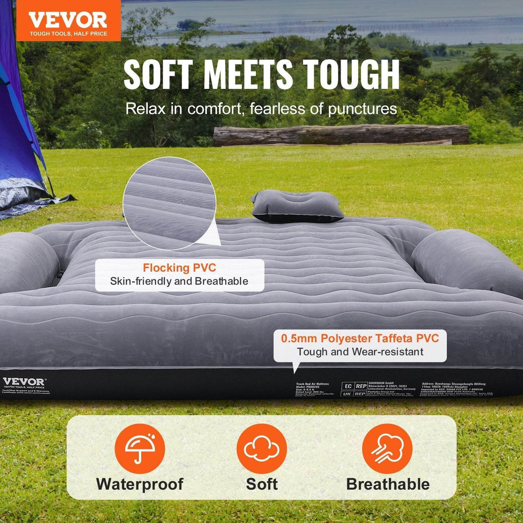 Truck Bed Air Mattress, For 6-6.5 Ft Full Size Truck Beds, Inflatable Air Mattress Camping Bed With 12V Air 2 Pillows, Carry Bag, For Chevrolet Silverado, Dodge Ram, Ford - www.Shopthatapp.com