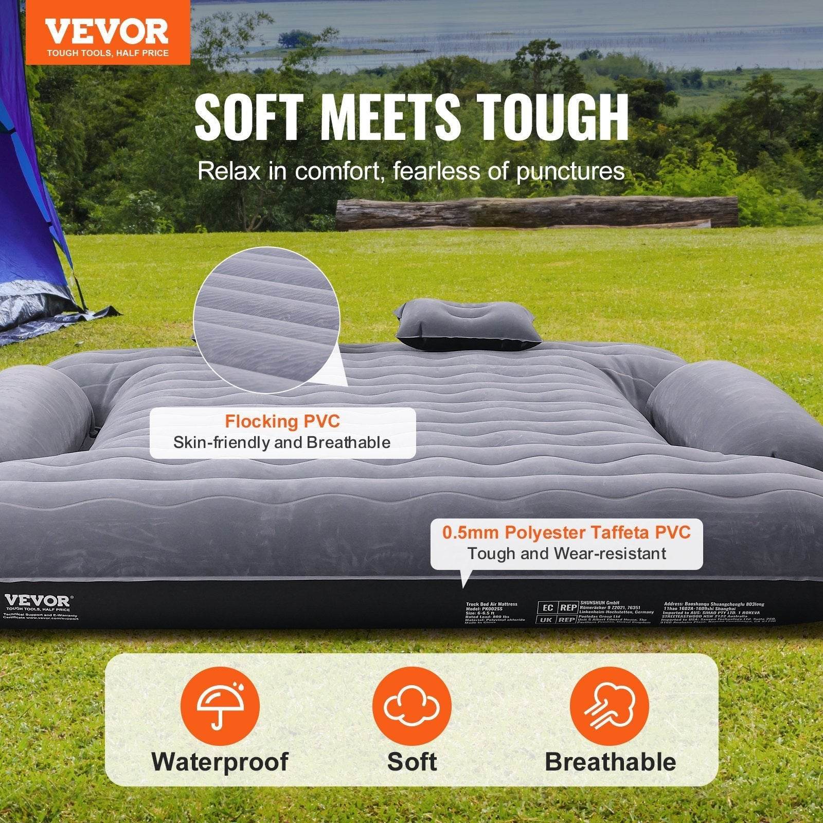 Truck Bed Air Mattress, For 6-6.5 Ft Full Size Truck Beds, Inflatable Air Mattress Camping Bed With 12V Air 2 Pillows, Carry Bag, For Chevrolet Silverado, Dodge Ram, Ford - www.Shopthatapp.com