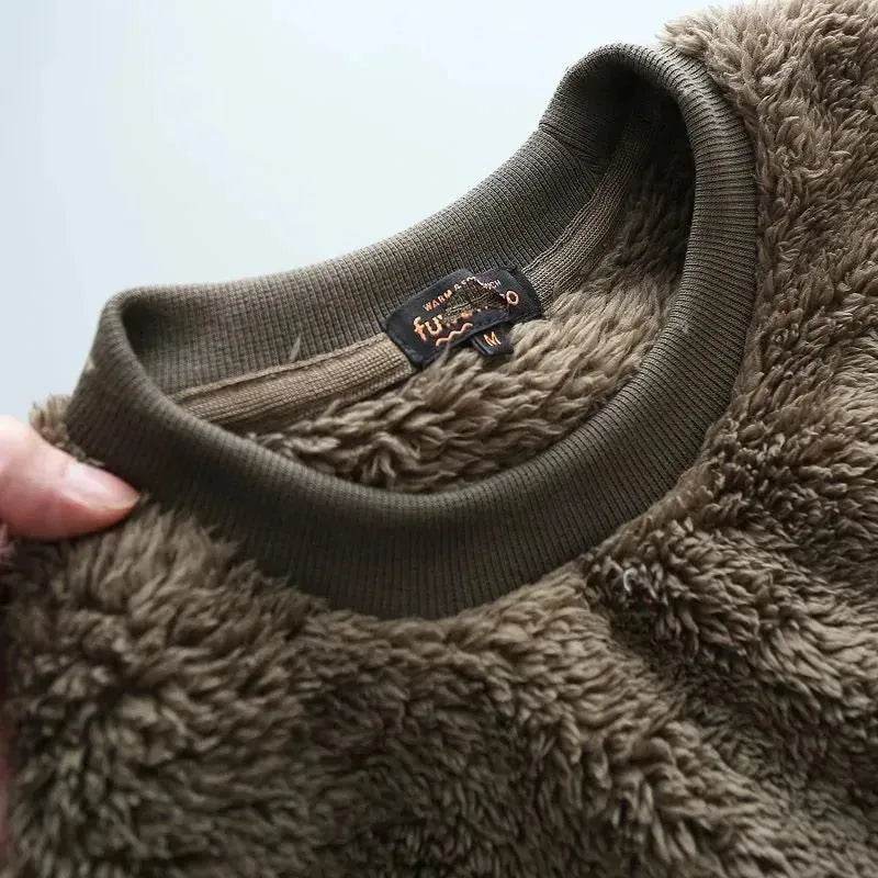 Autumn And Winter Plush Fuzzy Crewneck Pullover top for male - www.Shopthatapp.com