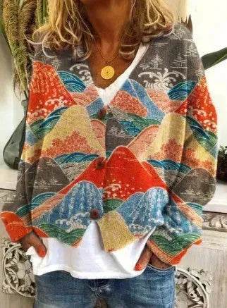 Christmas Abstract Printing Casual Cloak Coat Cardigan Sweater - www.Shopthatapp.com