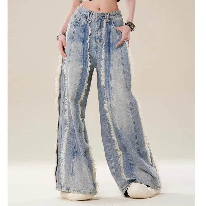 Jeans Destroyed Loose Burrs Wide Leg Bootcut Pants - www.Shopthatapp.com