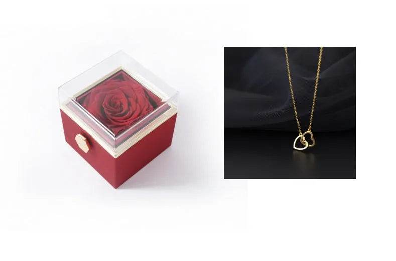 Fashion Acrylic Rotating  Valentine  Rose Jewelry gift  Box - www.Shopthatapp.com
